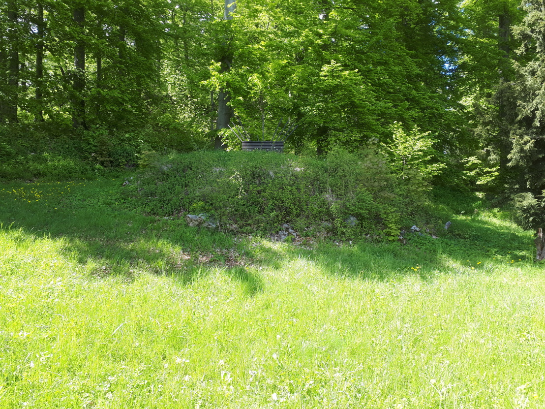 Pravděpodobně starověká mohyla, doplněná novodobou lavičkou
